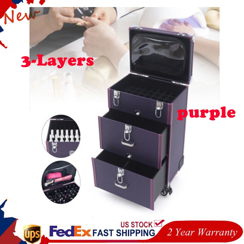 Large Capacity Cosmetic Nail Polish Organizer Rolling Makeup Trolley