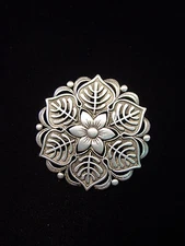 "JJ" Jonette Jewelry Silver Pewter 'FLORAL Snowflake' Pin