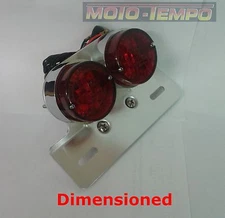 Rear Stop & Tail Chrome 65mm Twin Round Light Bobber Cafe Racer