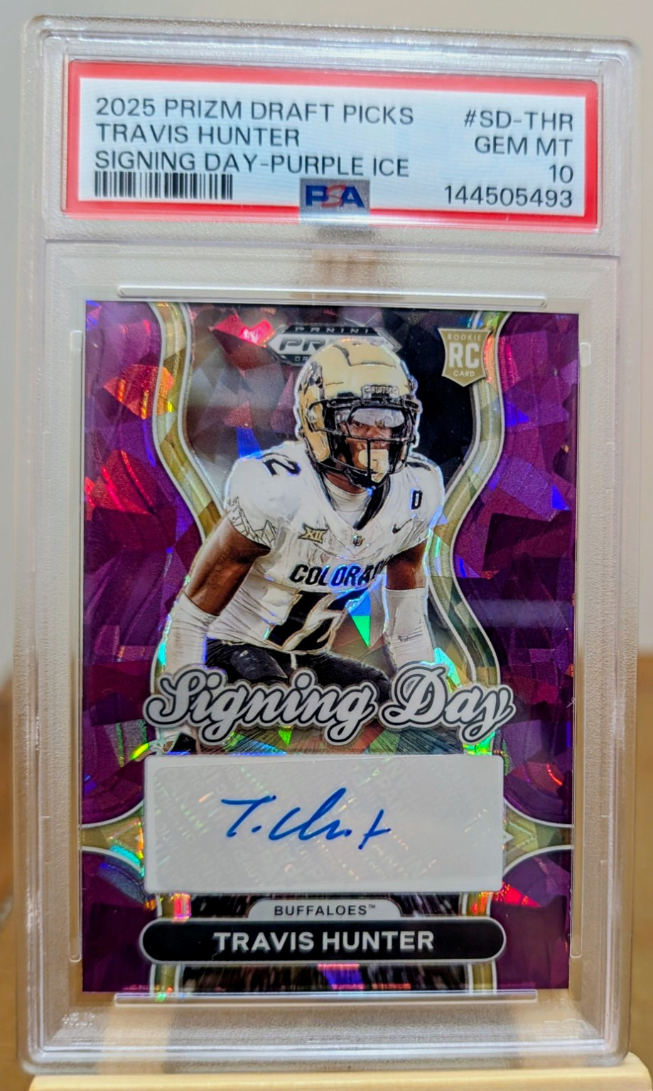 Panini 2025 Prizm Draft Picks Signing Day Travis Hunter #SD-THR RC Auto PSA 10