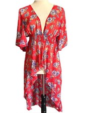Red Floral V-Neck Smocked Waist Women’s Dress Crave Fame NWOT Crave Fame