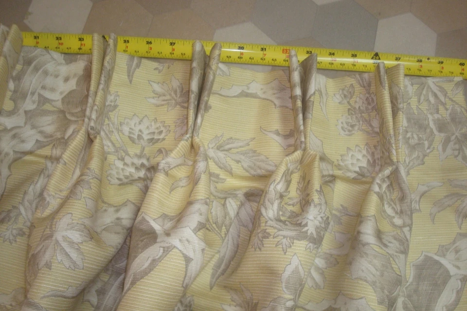 Nuevo Jim Thompson One Pr Cortinas Personalizadas Plisado Forrado Cardo Toile Mantequilla 84" lg Foto 3 de 4