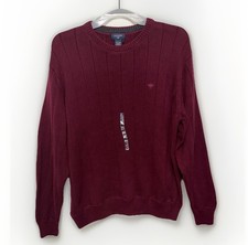 New Dockers Mens Burgundy Wine Knit Soft Relaxed Fit Chunky Sweater XLT Cotton