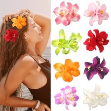 Flower Hair Clips, 8 Colors Bohemian Hawaiian Fabric Flower Hawaiian Orchid