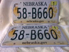 Pair Nebraska Nance County 58 B660 License Plates 2017 Tag Meadowlark Goldenrod