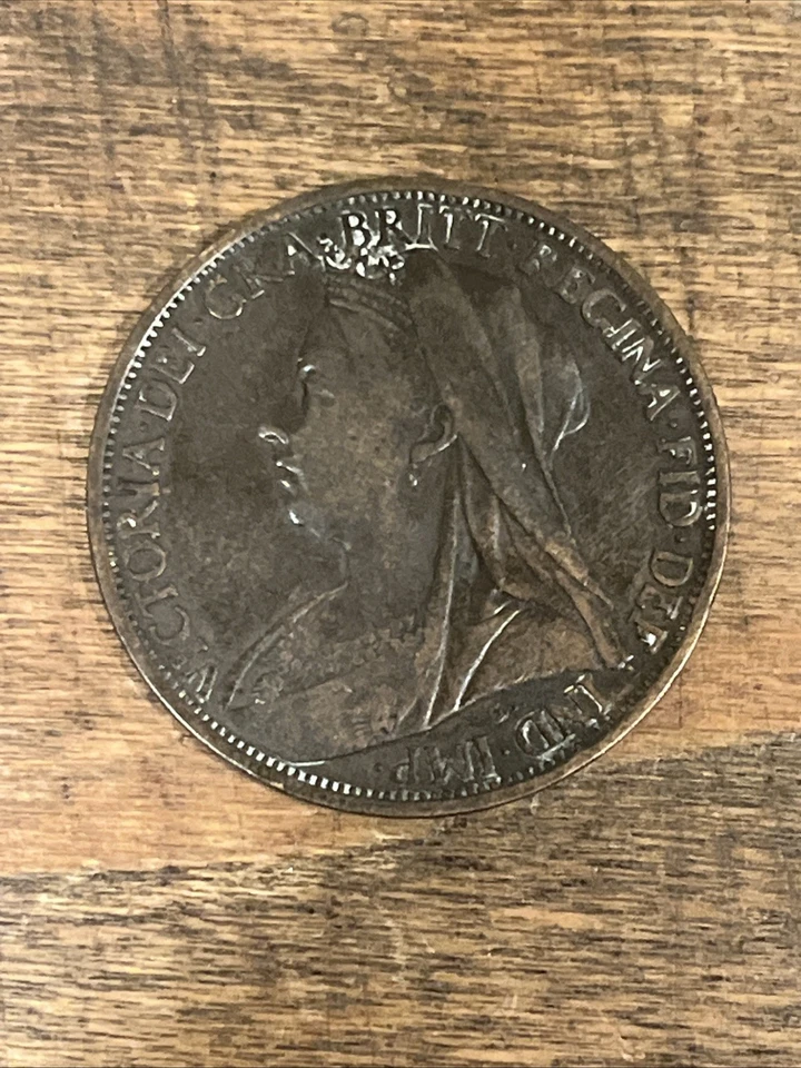 Gran Bretaña 1899 Un Penny - Reina Victoria Cabeza Antigua - Moneda de Bronce Reino Unido 🇬🇧 Foto 2 de 2