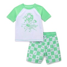 Disney Toy Story Swim Trunks Rash Guard Shirt Swimsuit Set 12M 18M 2 4 5 Toddler