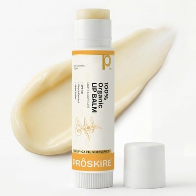Proskire 100% Organic Lip Balm SPF 50 for Dark, Dry Lips | Peach Extract & Shea