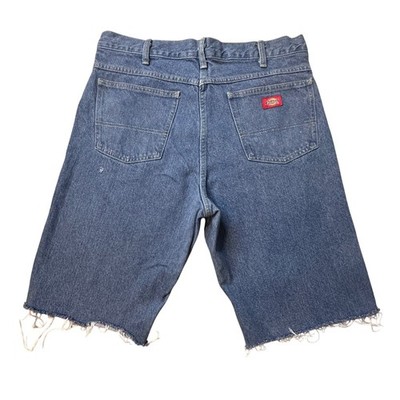 Dickies Shorts Mens 34 Blue Denim Cutoff Raw Hem Workwear 13293SNB