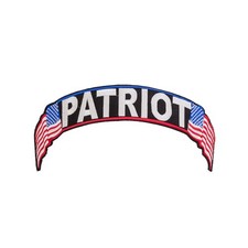 Large 12" PATRIOT Embroidered Rocker Patch - American Flag Biker Top Rocker