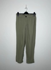 Zara Green Paperbag Trousers High Waisted Cropped Ankle Grazer Taper Leg Size M
