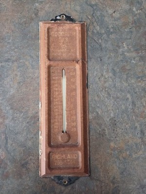 Vintage Goodrich Gas Heating & Cooling 14'' Metal Thermometer. Richland