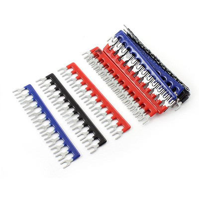 100V 15A Jumper Block Terminal Strips Fork Type 12 Postions 15 Pcs