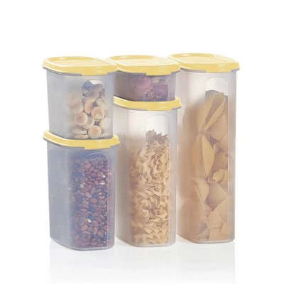 New Tupperware Set Of 5 See Thru Canary Yellow Lids 