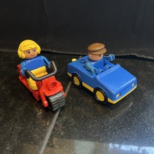 Duplo Vintage 2 Figures A Car and Motorcycle. Great Condition