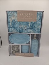 NEW Macy's Lavender Sage 16 Piece Deluxe Bath Set Aqua/Blue