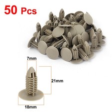 50 Pcs Beige Plastic Rivet Trim Fastener Clips 7mm x 18mm x 21mm