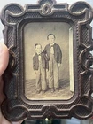 160 year old Miller Tintype Sepia Photograph 2 Boys Union Framed Pittston PA