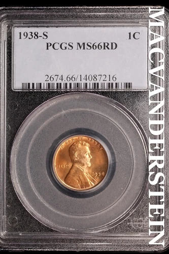 1938-S Lincoln Wheat Cent-PCGS MS 66 Red Choice Gem BU No Reserve #SLK1003