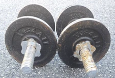 Pair Of 2 Yes4All  5 LB Barbell Dumbell Weight Plates W/Bar Clamps