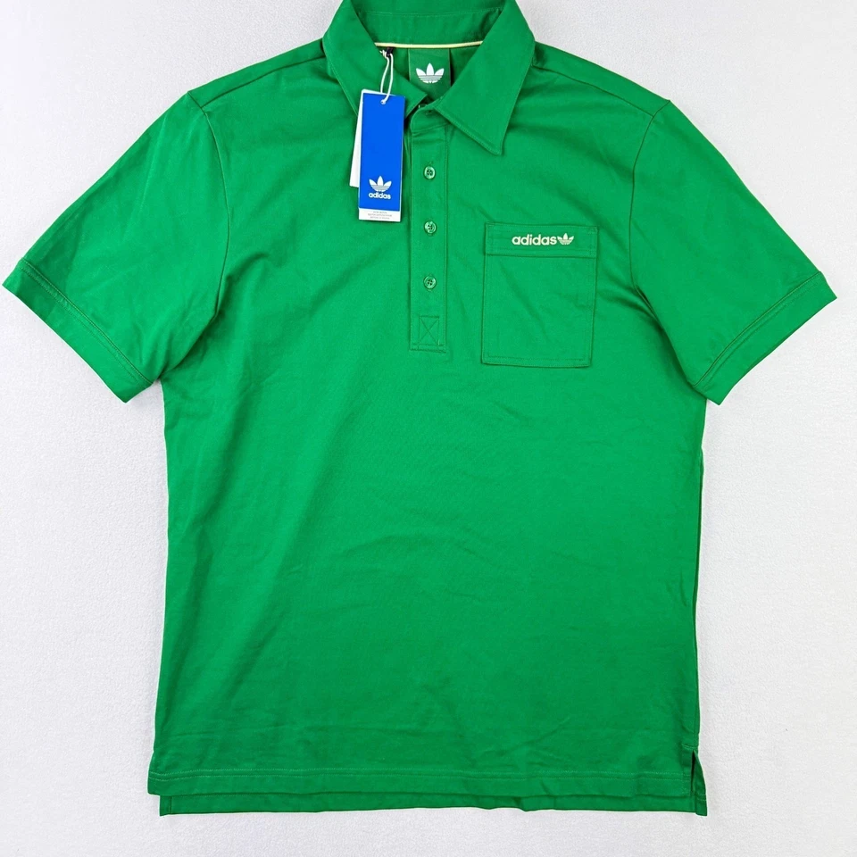 Camisa Polo de Golf Adidas Originales Archivo Bolsillo Verde Talla MEDIANA JF5002 Hombres Nueva con Etiquetas Foto 3 de 4