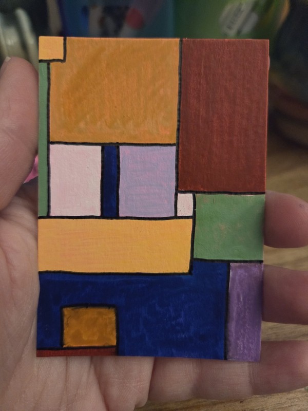 ACEO Art Card Original Abstract Color Block Painting CreativelyRevived
