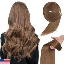 Tape in Hair Extensions Human Hair Medium Brown Remy Hair Extensions 20pcs 14 In