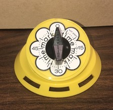Vintage Mark-Time Kitchen Timer Yellow Flower Power Retro 60 Min Made In USA