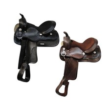 Pony Horse Saddle With Basket Weave Tooling 12"