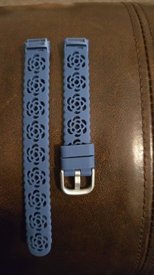 Fitbit Luxe Soft Silicone Wristband, Blue, Rose Pattern, Size L