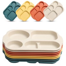 12 Inch 8PCS Unbreakable Divided Plates for Kids Adults, Wheat Straw Divide...