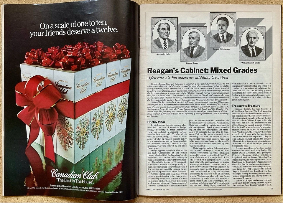 TIME Magazine VTG Issue - December 14, 1981 w/ Reagan’s Cabinet • Holiday Books - Image 4 of 4