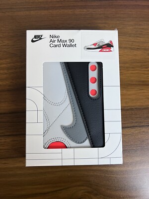 2024 Nike Air Max 90 Card Wallet Grey White Infared Leather Icon Swoosh 