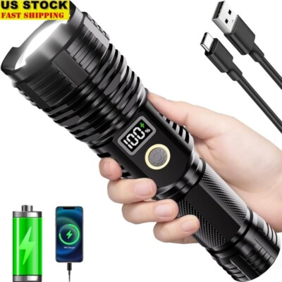Flashlights High Lumens Rechargeable 1000000LM LED Super Bright Flash Light New