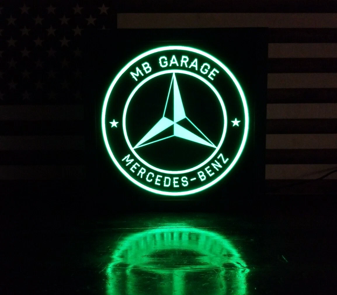 Neon LED logo of mercedes