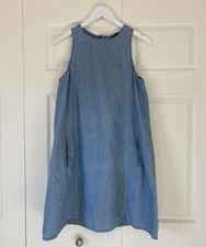 Zara Summer The Sleeveless Blue Denim Dress A Line Size S