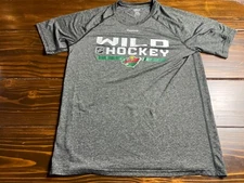 Reebok Shirt Women's Size Large Gray Heather NHL Minnesota Wild Hockey Play Dry