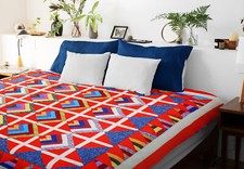 Unique patchwork Chevron Stripe FINISHED QUILT - Great Scrap Quilt Look