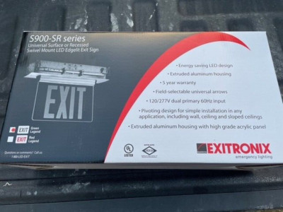 Exitronix Exit LED Sign - 2 Face Green Letters S903-WB-SR-GC-BL