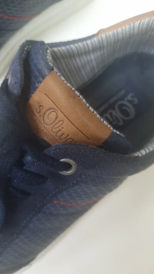 S. OLIVER Tenis Cuero Azul Marino Tostado Ribete Europeo Talla 40 Ajuste EE. UU. 8.5 9 UK 6.5 Foto 2 de 4