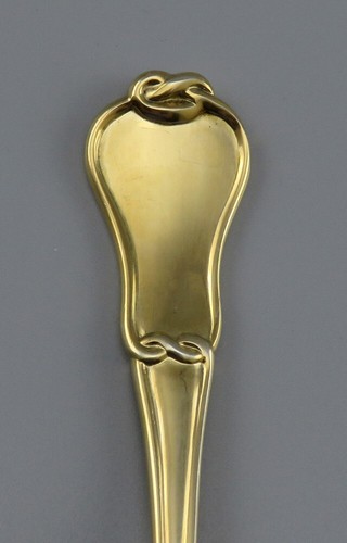 Pair 1859 Russian Gilt Silver Meat Potato Forks by K.F. Malcz Fleur de Lis Crest - Picture 2 of 7