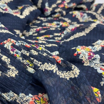 NWT Anthropologie HD in Paris Rococo Blue Floral Puckered Tiered Midi Dress XS