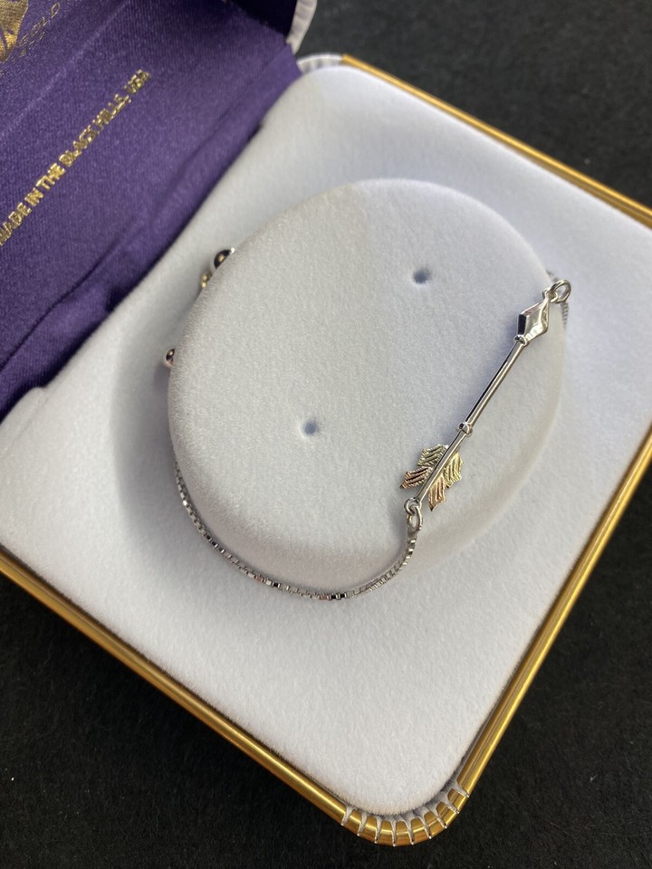 Black Hills Gold sterling silver and gold arrow bracelet by Landstroms, read.... eBay