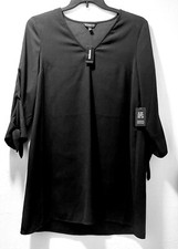 NWT Express Women's Black Dress V-Neck Cut & Tie Sleeves - Medium