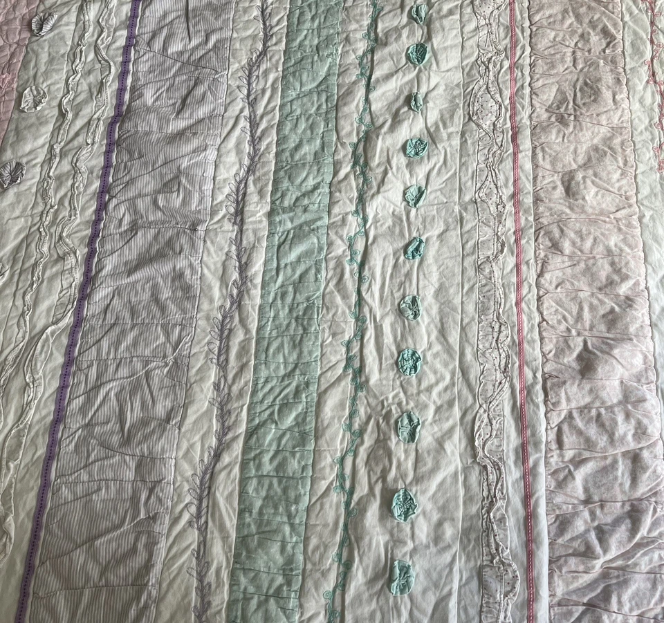 Edredón de sirena Pottery Barn Kids Bailey con volantes doble reversible + farsa + sábana LEER Foto 4 de 4