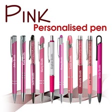 Personalised metal pen PINK Wedding pen Christmas gift Ladies pen school Her Him