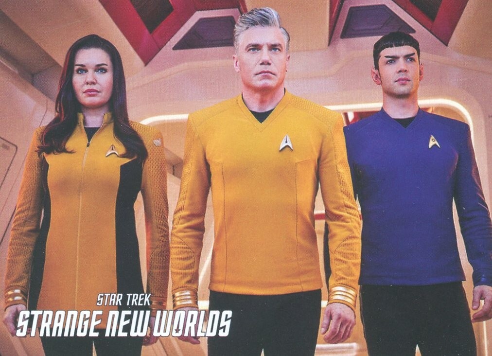 Star Trek Strange New Worlds S1 promo card P1 Una, Pike and Spock