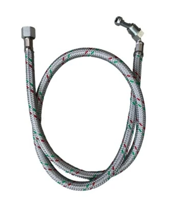 Flexible Oil Line Hose Braided. 1/4" M 90° x 1/4" F Nut 900mm. Riello Compatable