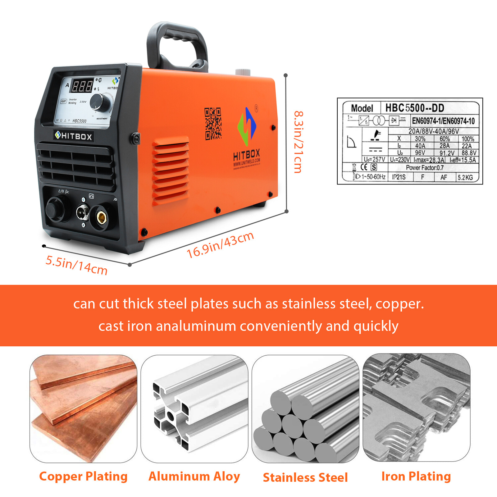 HITBOX Digital 55Amp Plasma Cutter IGBT Inverter Air Plasma Cutting