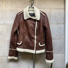 “denny Rose”made In Italy Aviator Jacket Faux Leather Vegan Size S 36” Bust Vgc